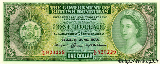1 Dollar BRITISH HONDURAS  1970 P.28c UNC