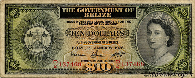 10 Dollars BELIZE  1976 P.36c S