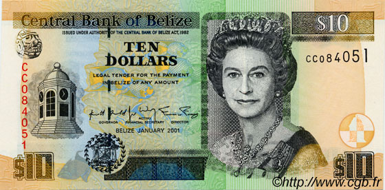 10 Dollars BELIZE  2002 P.62b ST