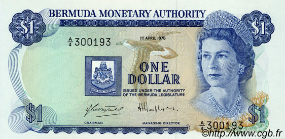 1 Dollar BERMUDA  1978 P.28b FDC