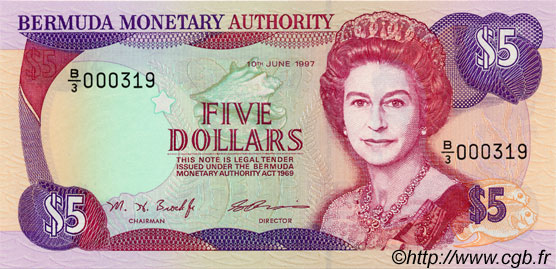 5 Dollars BERMUDA  1997 P.41d FDC