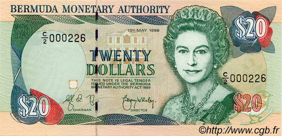 20 Dollars BERMUDA  1999 P.43b UNC