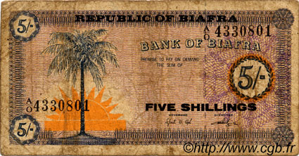 5 Shillings BIAFRA  1967 P.01 G