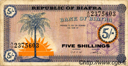 5 Shillings BIAFRA  1967 P.01 q.BB