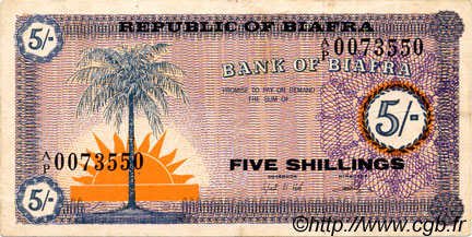 5 Shillings BIAFRA  1967 P.01 VF+