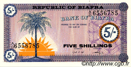5 Shillings BIAFRA  1967 P.01 UNC