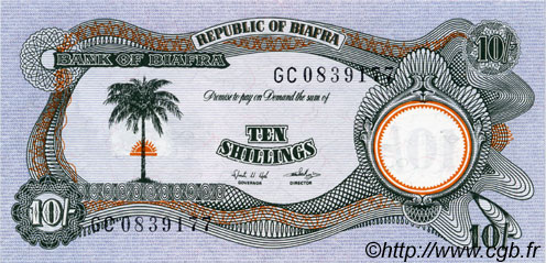 10 Shillings BIAFRA  1968 P.04 UNC
