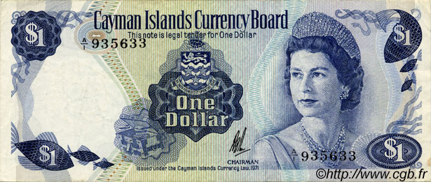 1 Dollar CAYMANS ISLANDS  1972 P.01a VF+