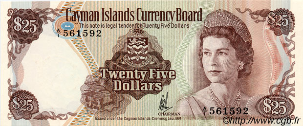 25 Dollars CAYMANS ISLANDS  1981 P.08a UNC-