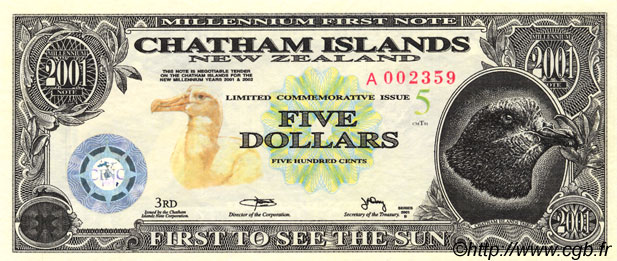 5 Dollars CHATHAM ISLANDS  2001 P.-- UNC