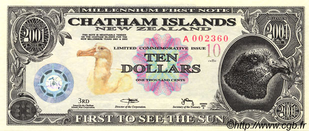 10 Dollars CHATHAM ISLANDS  2001 P.-- ST