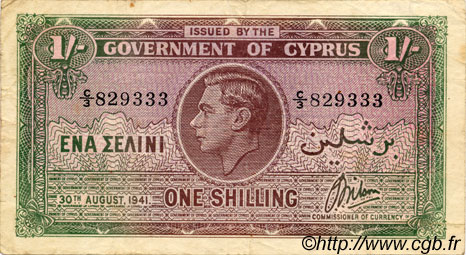 1 Shilling CHIPRE  1941 P.20 MBC