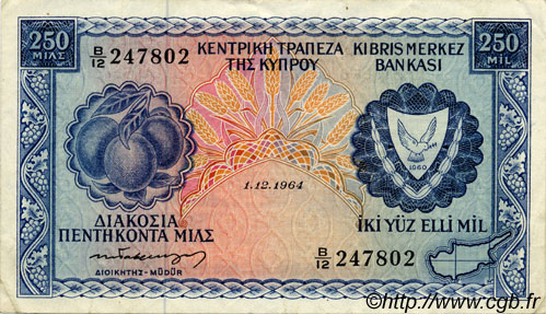 250 Mils CYPRUS  1964 P.41a VF