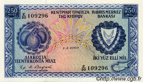 250 Mils CYPRUS  1969 P.41a UNC-