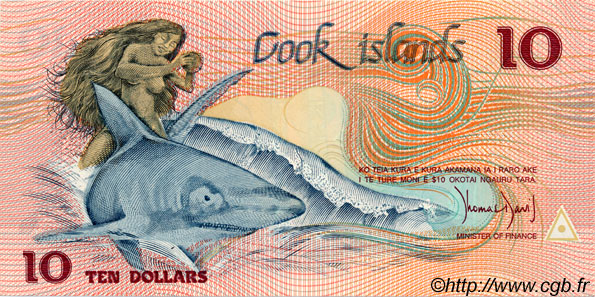 10 Dollars ISOLE COOK  1987 P.04a FDC