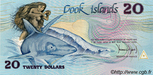 20 Dollars ISOLE COOK  1987 P.05a q.FDC