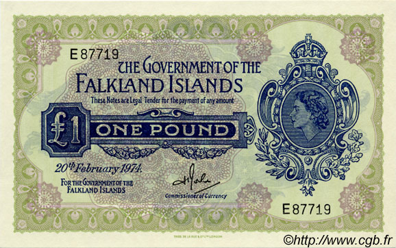 1 Pound ISLAS MALVINAS  1974 P.08b FDC