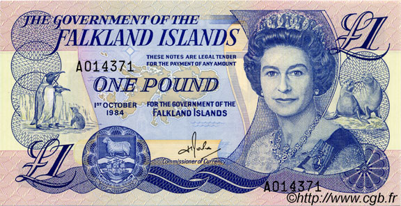 1 Pound ISOLE FALKLAND  1984 P.13a FDC