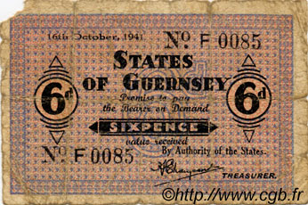6 Pence GUERNSEY  1941 P.22 B