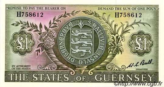 1 Pound GUERNSEY  1969 P.45c UNC-