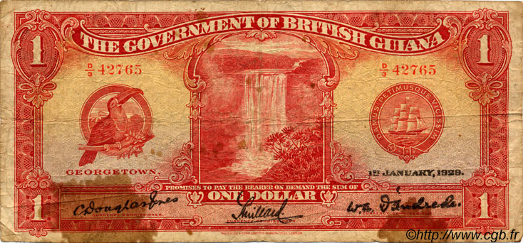 1 Dollar GUYANA  1929 P.06 RC+