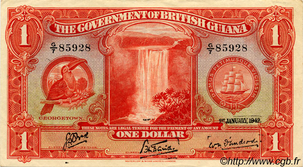 1 Dollar GUYANA  1942 P.12c SPL a AU