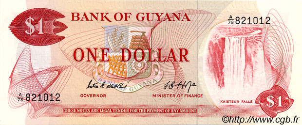 1 Dollar GUYANA  1966 P.21d NEUF