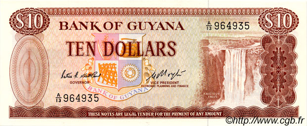 10 Dollars GUIANA  1983 P.23c UNC