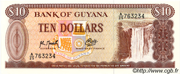 10 Dollars GUYANA  1989 P.23f FDC