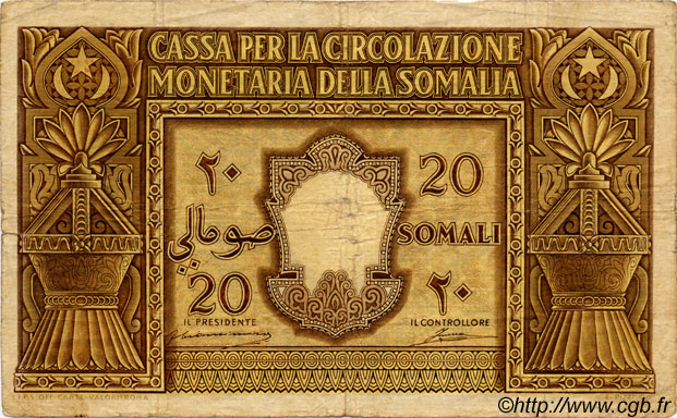 20 Somali ITALIEN  1950 P.14a S
