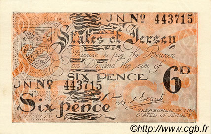 6 pence JERSEY  1941 P.01a fST