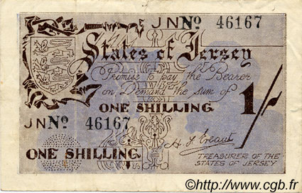 1 Shilling JERSEY  1941 P.02a BB