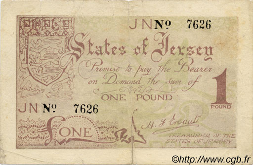 1 Pound JERSEY  1941 P.06a F+