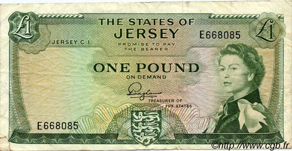 1 Pound JERSEY  1963 P.08a F+