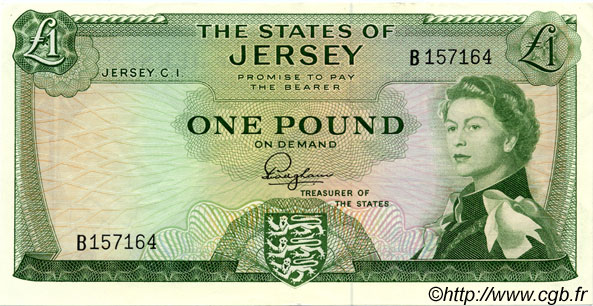 1 Pound ISLA DE JERSEY  1963 P.08a EBC+