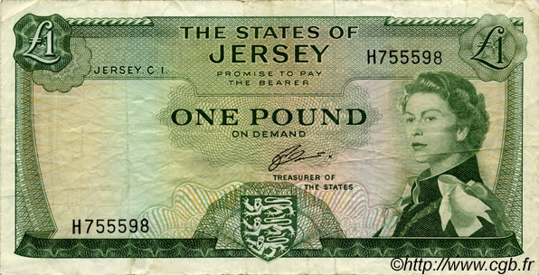 1 Pound ISLA DE JERSEY  1963 P.08b MBC