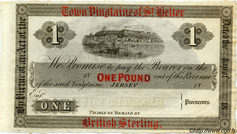 1 Pound Non émis JERSEY  1840 PS.241 AU