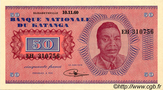 50 Francs KATANGA  1960 P.07a fST