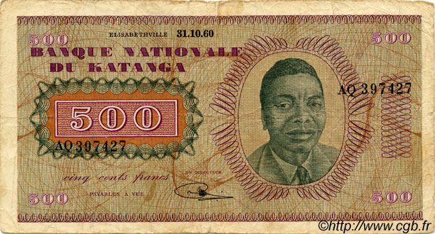 500 Francs KATANGA  1960 P.09a G