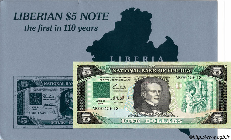 5 Dollars LIBERIA  1989 P.19 UNC