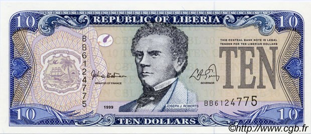 10 Dollars LIBERIA  1999 P.22 UNC