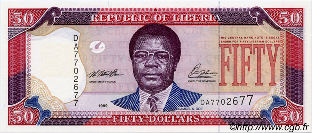50 Dollars LIBERIA  1999 P.24 UNC