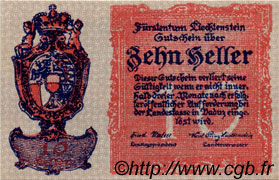10 Heller LIECHTENSTEIN  1920 P.01 SC+