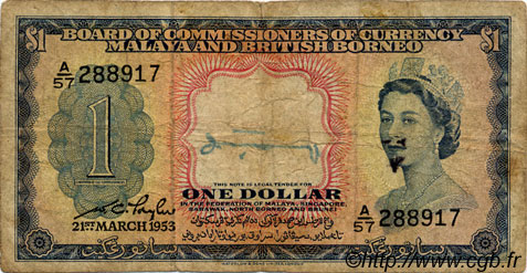 1 Dollar MALAYA e BRITISH BORNEO  1953 P.01a B
