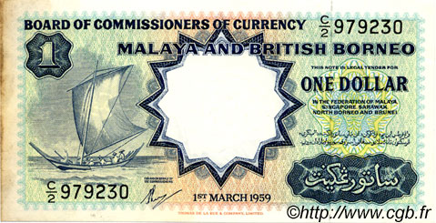 1 Dollar MALAYA und BRITISH BORNEO  1959 P.08a fVZ