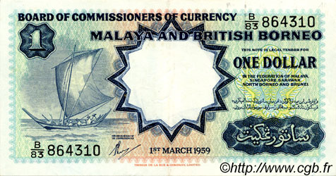 1 Dollar MALAYA and BRITISH BORNEO  1959 P.08a XF