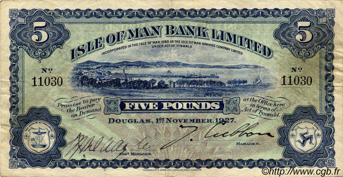 5 Pounds ÎLE DE MAN  1927 P.05 SS