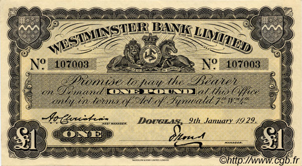 1 Pound ÎLE DE MAN  1929 P.23a SPL