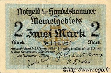 2 Mark MEMEL  1922 P.03a SPL+
