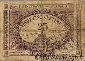 25 Centimes violet MONACO  1920 P.02a B